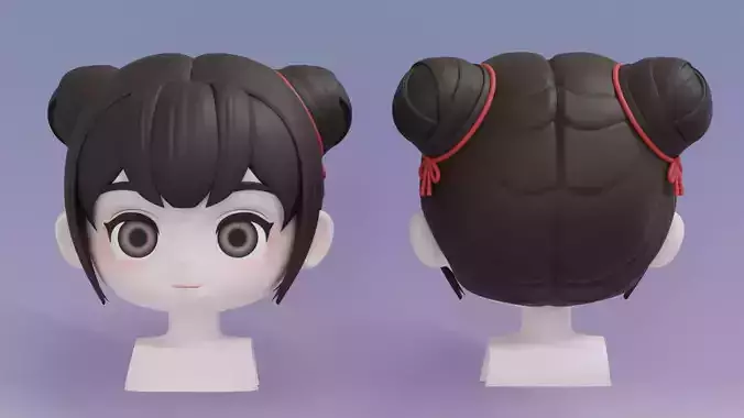 Chibi Female Hair Style 3 3D model