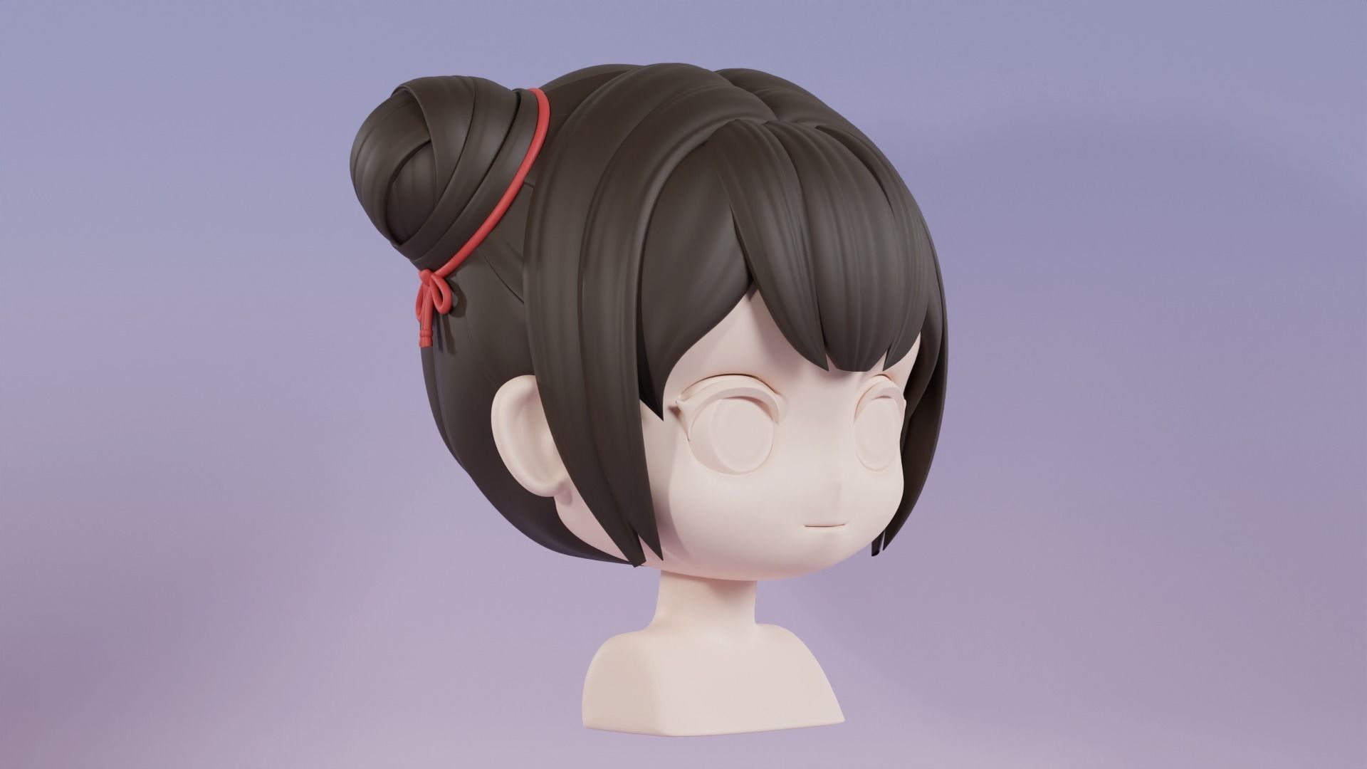 Chibi Female Hair Style 3 3D model_3