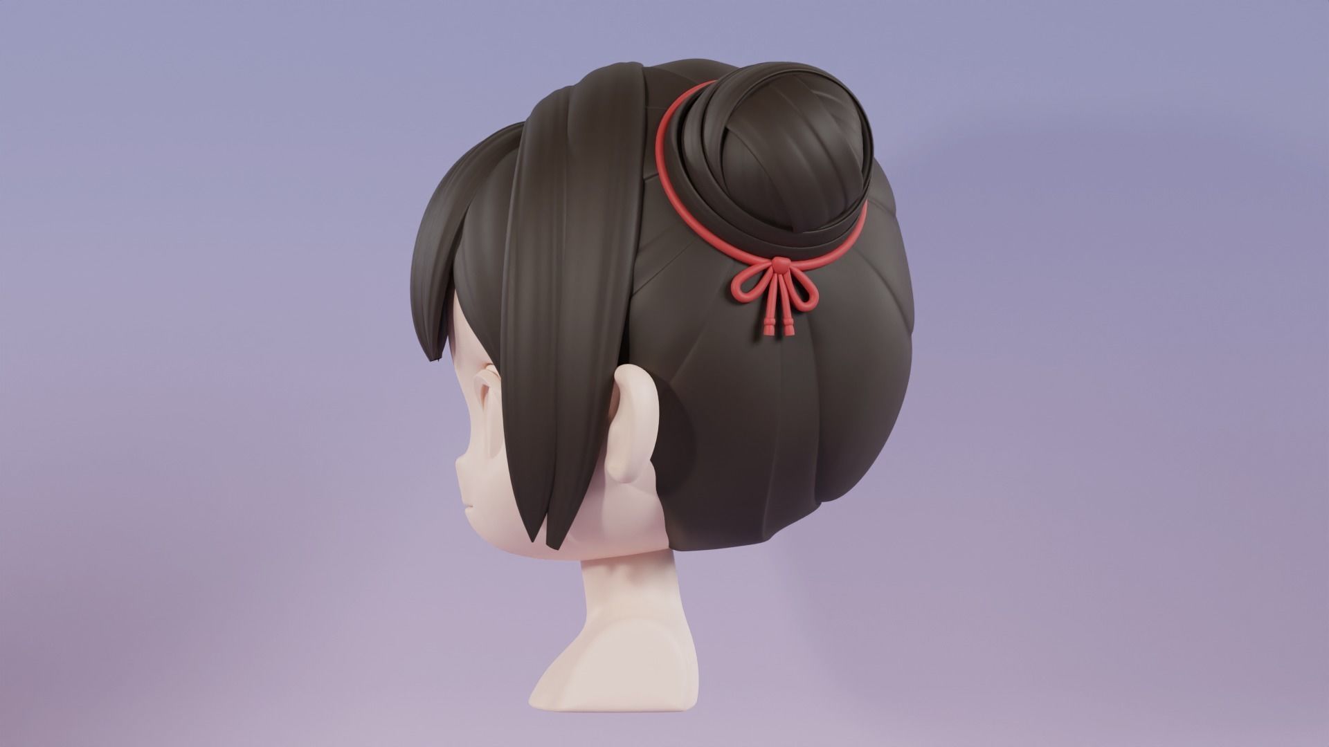 Chibi Female Hair Style 3 3D model_8