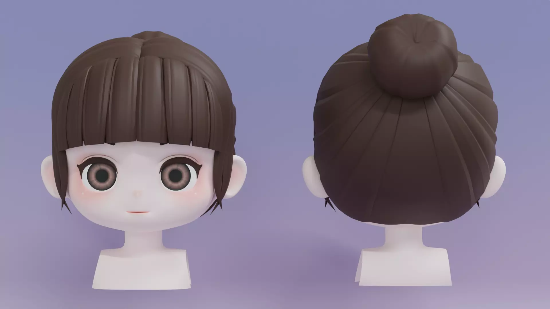 Chibi Female Hair Style 4 3D model_0