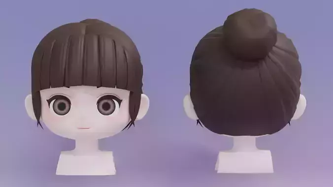 Chibi Female Hair Style 4 3D model