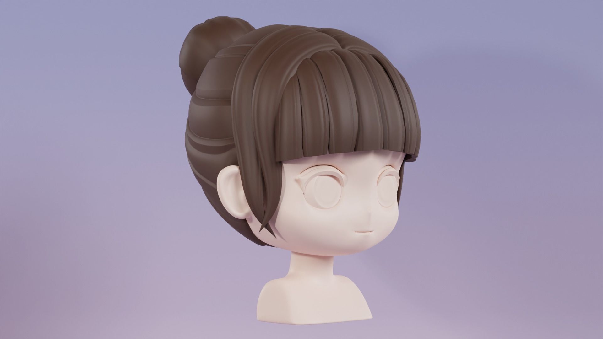 Chibi Female Hair Style 4 3D model_3