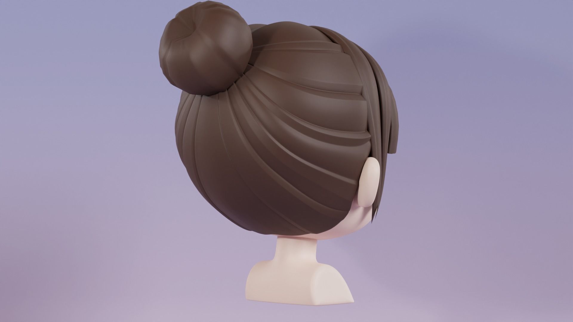Chibi Female Hair Style 4 3D model_5
