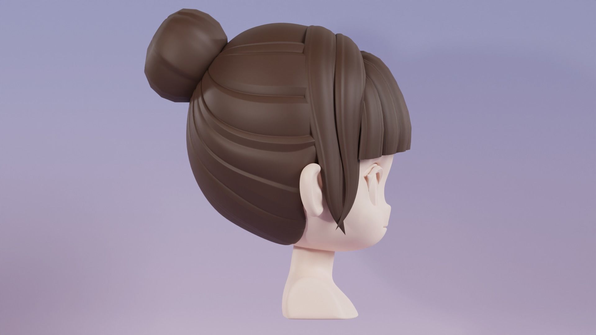 Chibi Female Hair Style 4 3D model_4