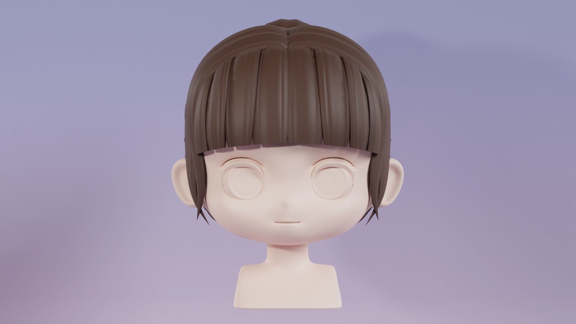 Chibi Female Hair Style 4 3D model_2
