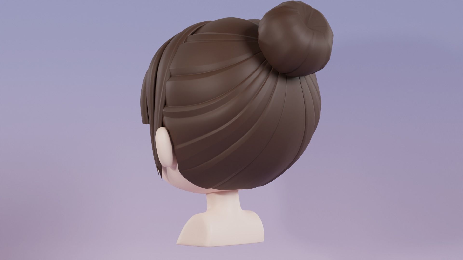Chibi Female Hair Style 4 3D model_7