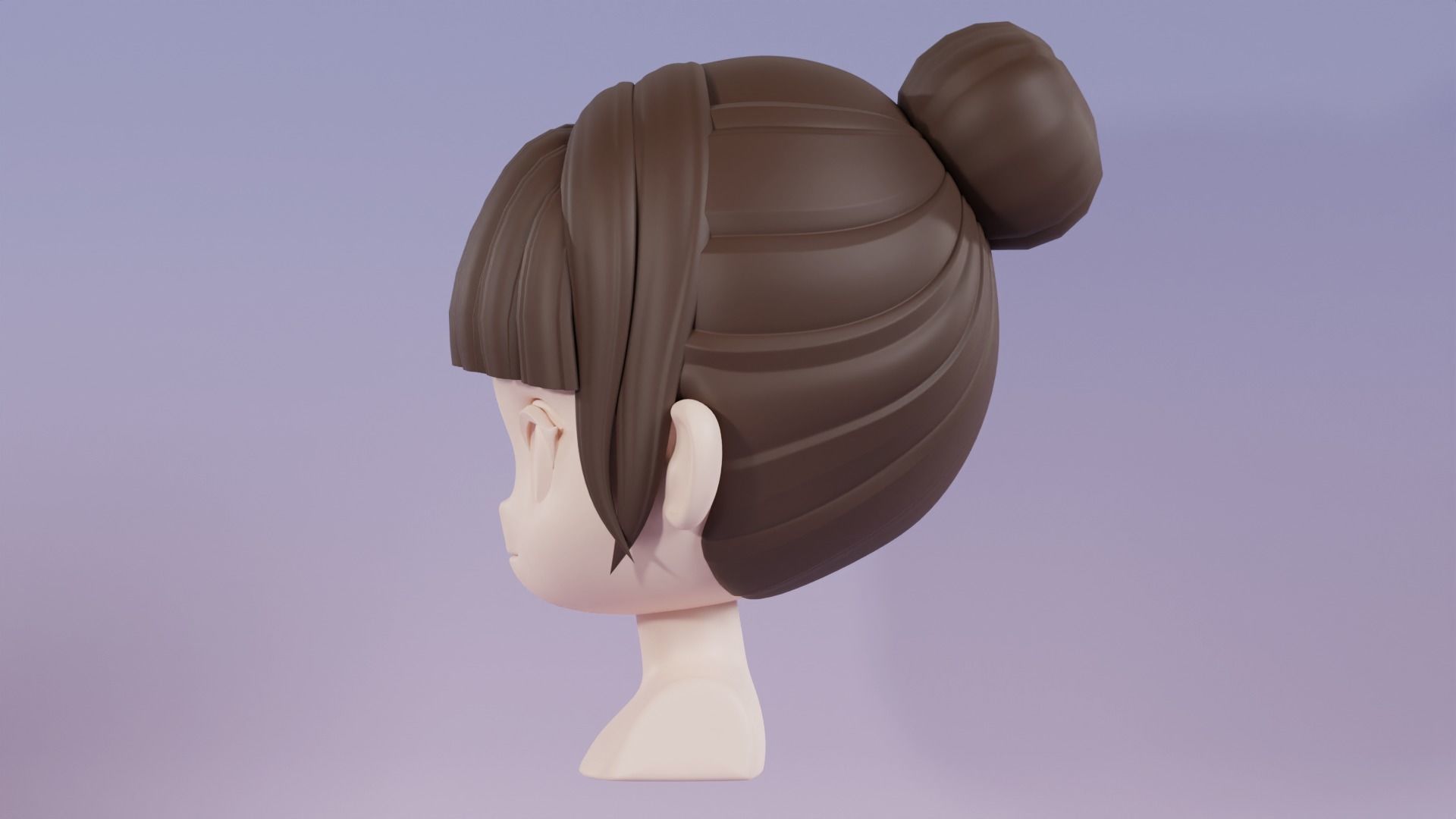 Chibi Female Hair Style 4 3D model_8