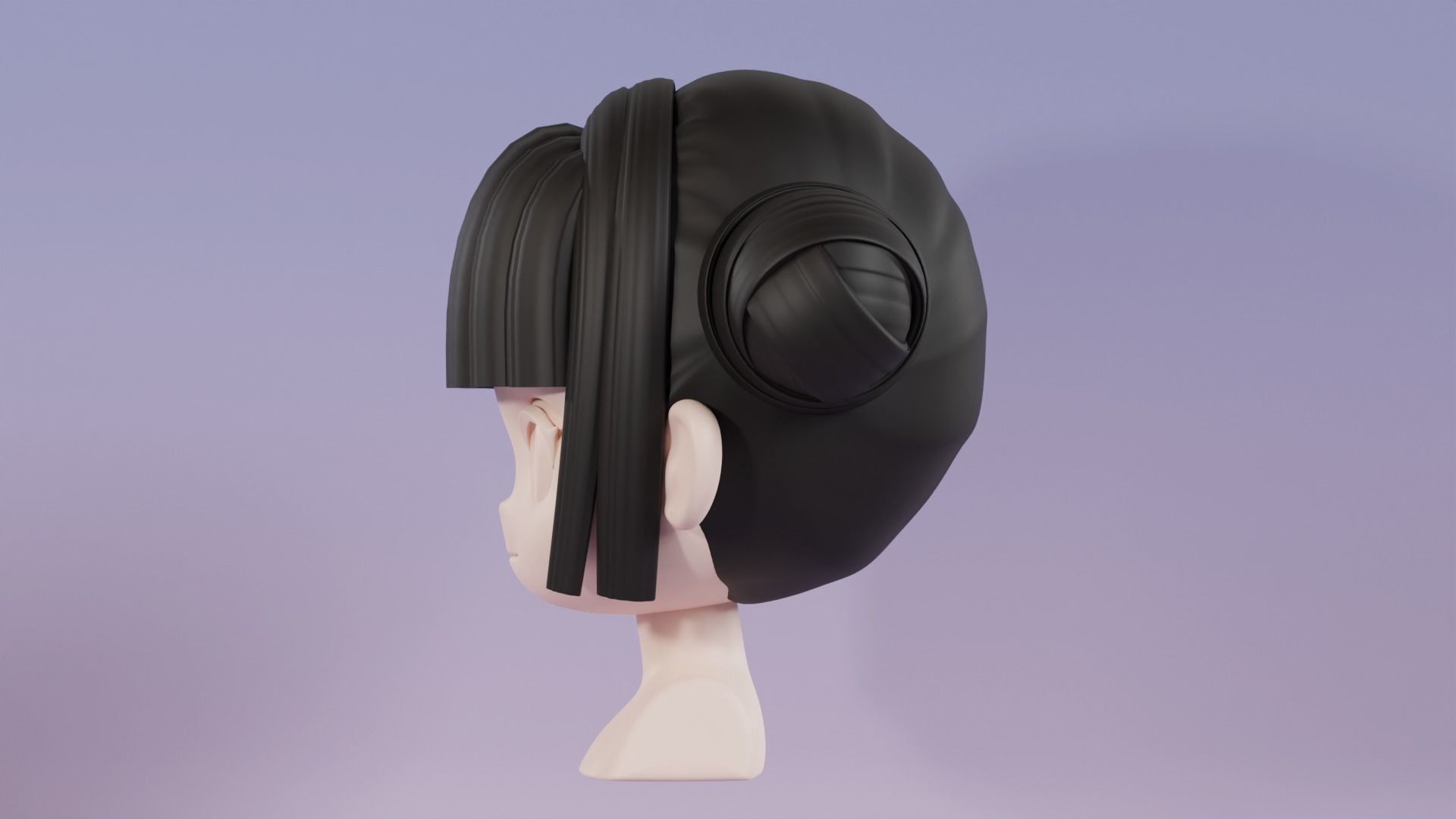 Chibi Female Hair Style 5 3D model_8