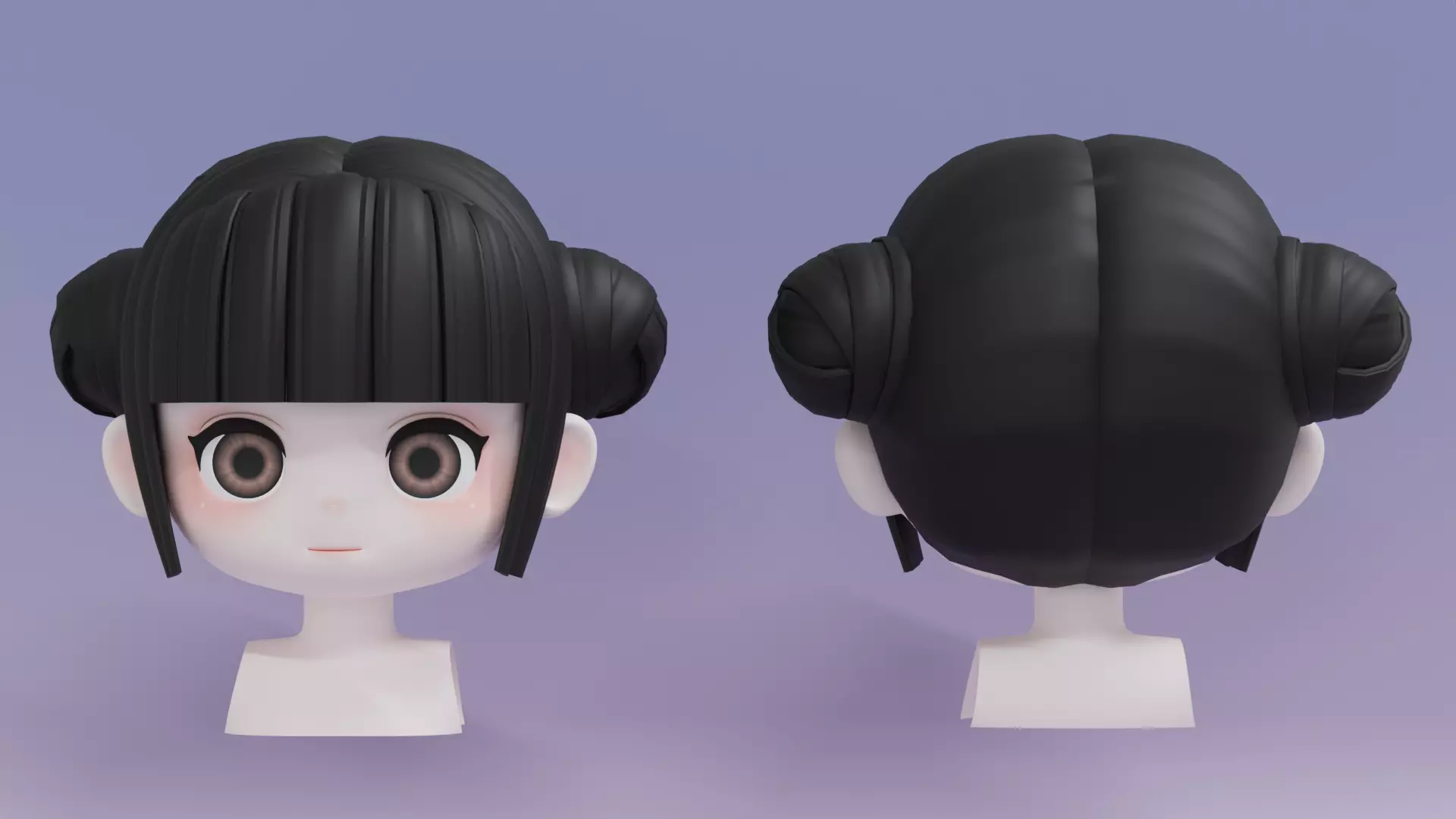 Chibi Female Hair Style 5 3D model_0