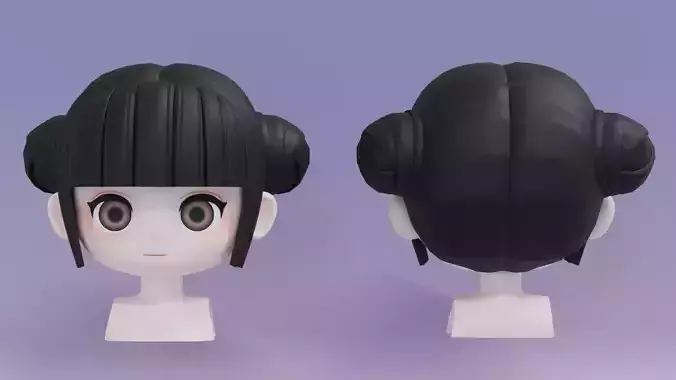 Chibi Female Hair Style 5 3D model