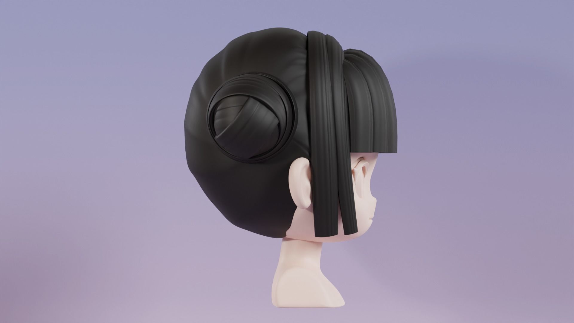 Chibi Female Hair Style 5 3D model_4