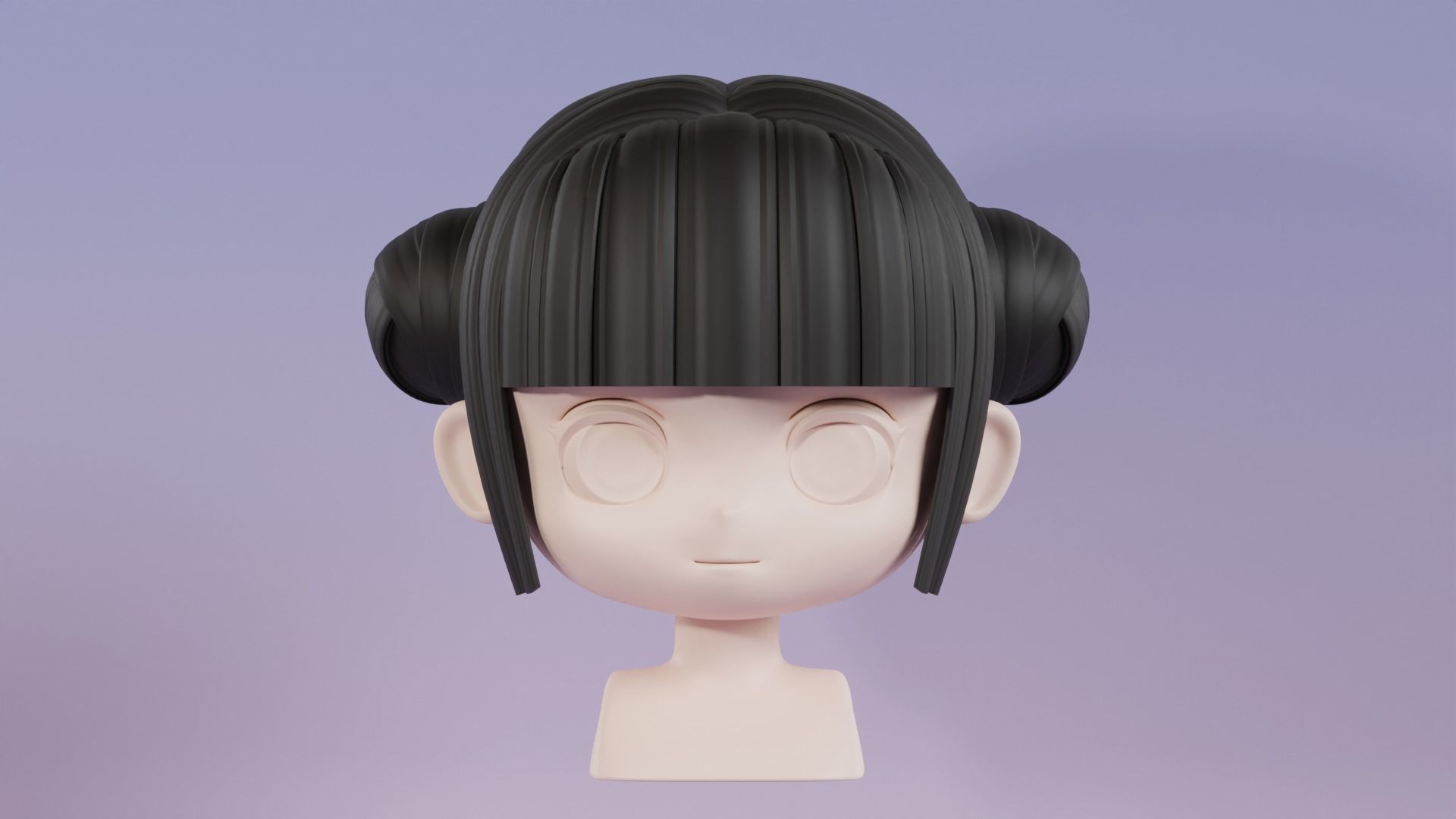 Chibi Female Hair Style 5 3D model_2