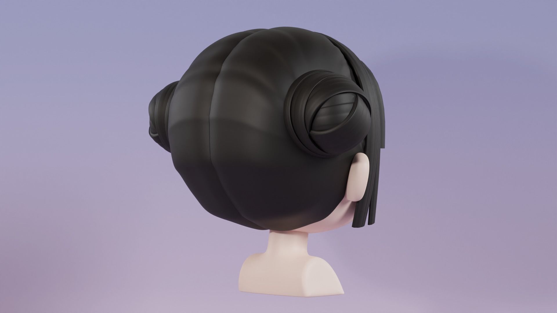 Chibi Female Hair Style 5 3D model_5