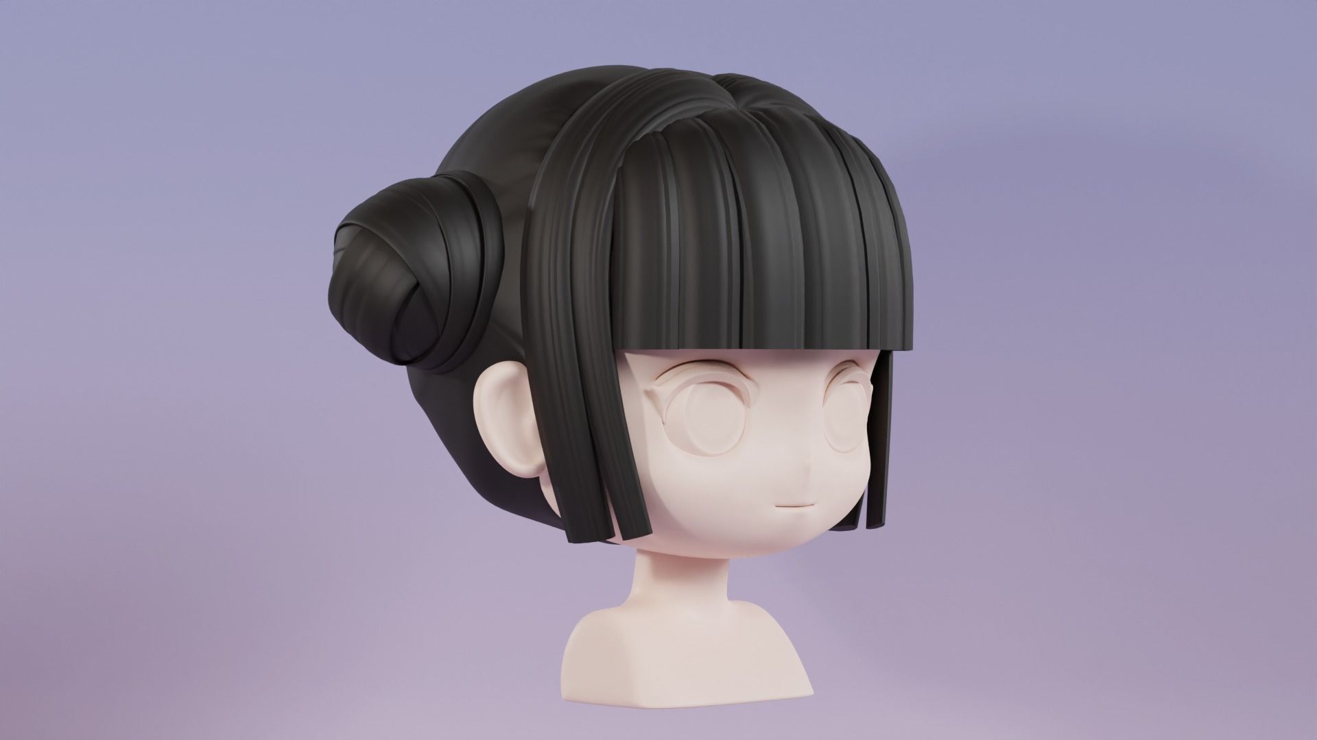 Chibi Female Hair Style 5 3D model_3