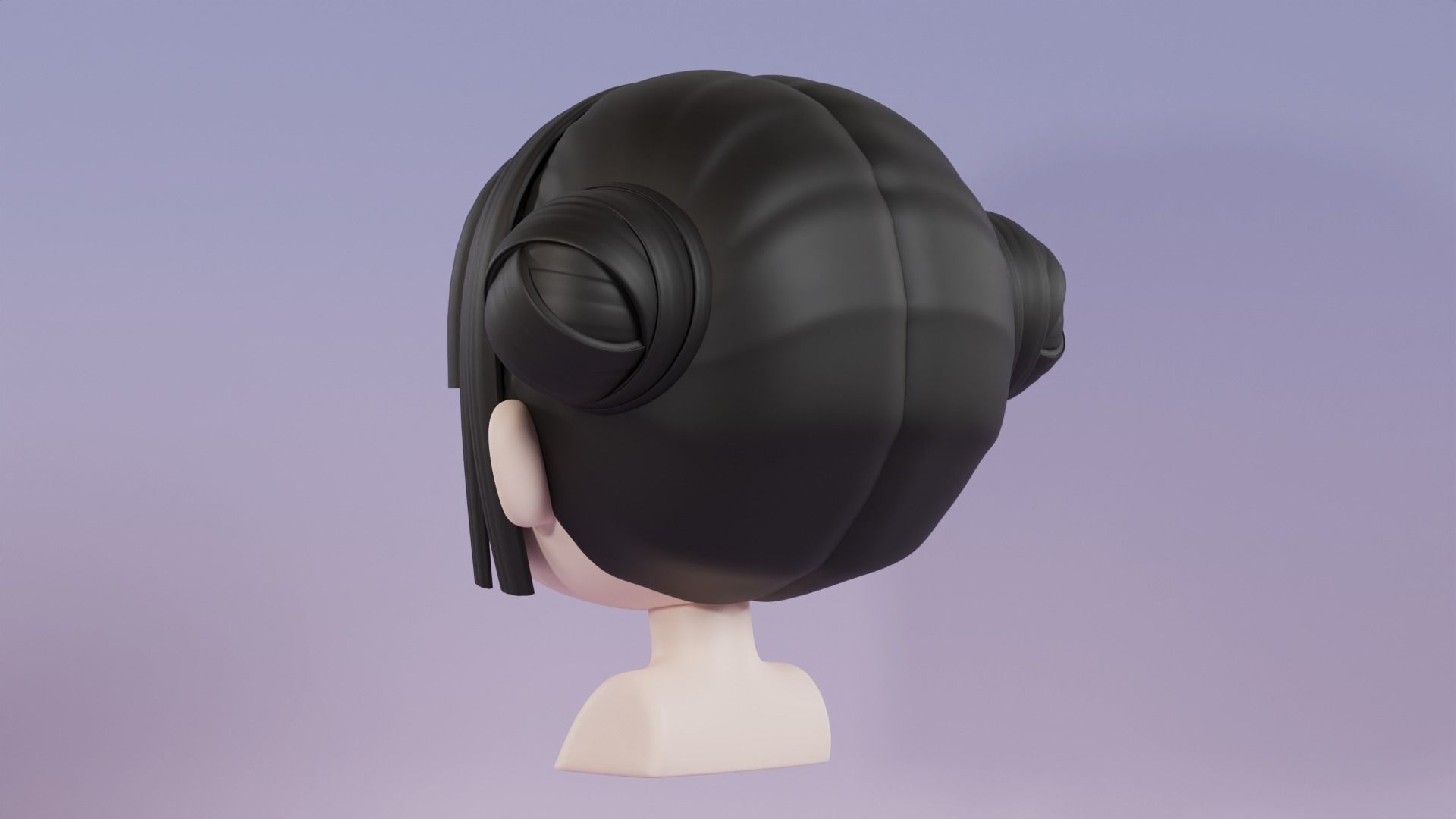 Chibi Female Hair Style 5 3D model_7