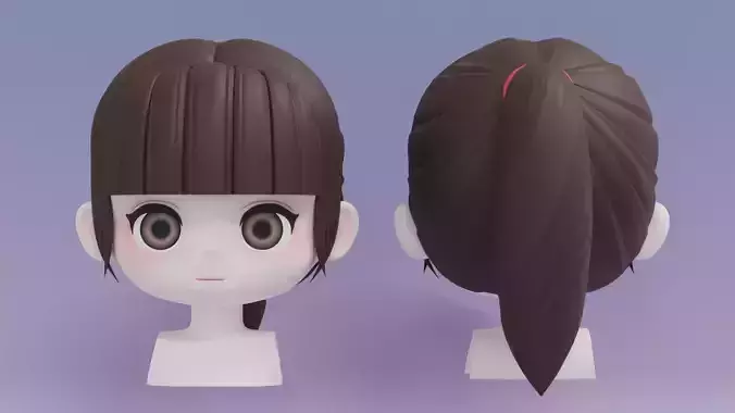 Chibi Female Hair Style 6 3D model