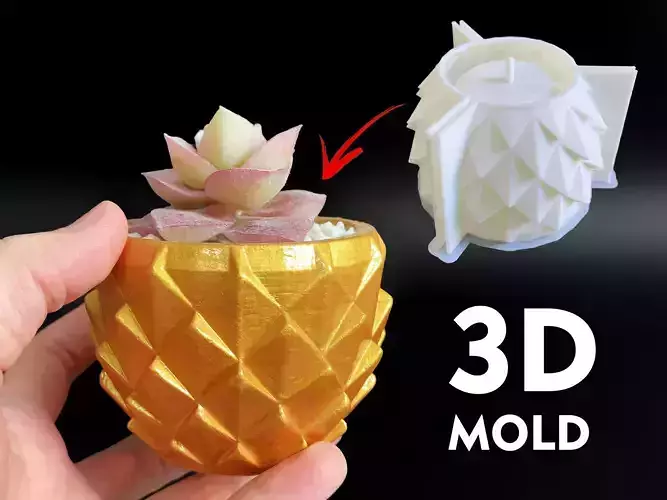 Geometric Pot mold - Include Pot file for print 3D print model