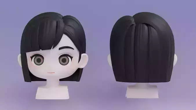 Chibi Female Hair Style 7 3D model