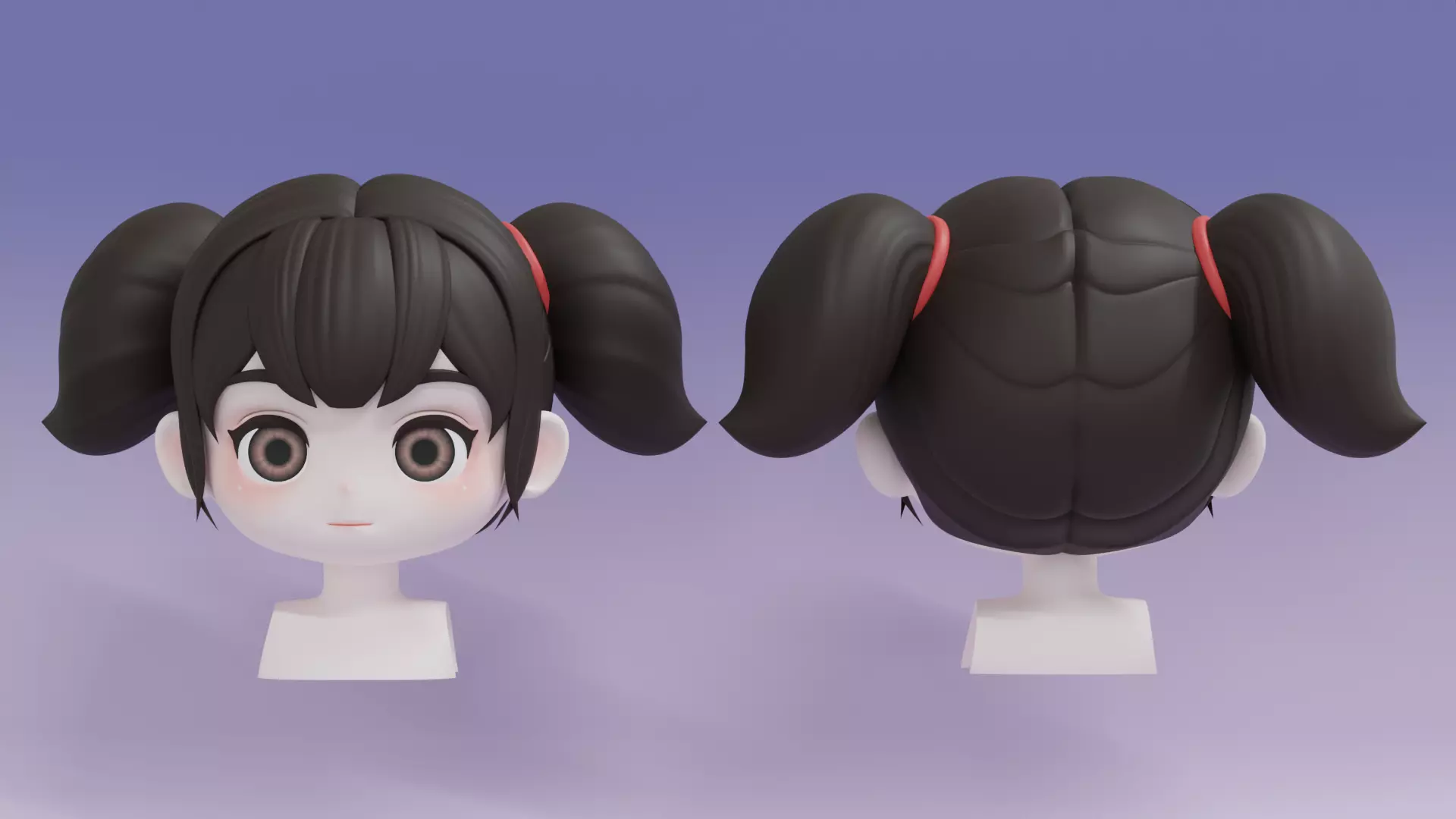 Chibi Female Hair Style 8 3D model_0