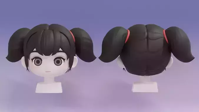 Chibi Female Hair Style 8 3D model