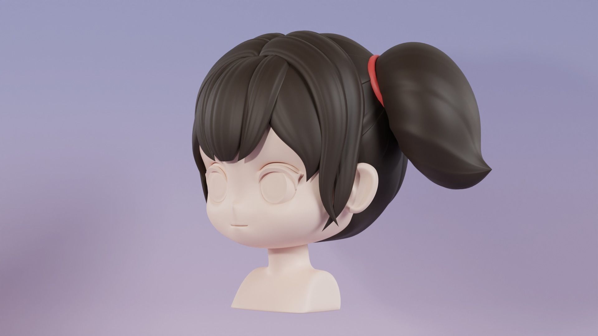 Chibi Female Hair Style 8 3D model_9