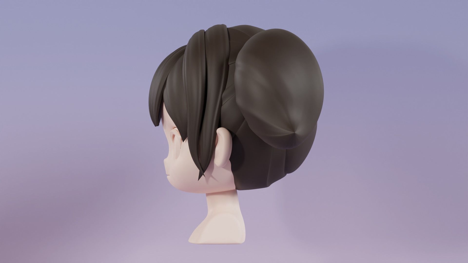 Chibi Female Hair Style 8 3D model_8