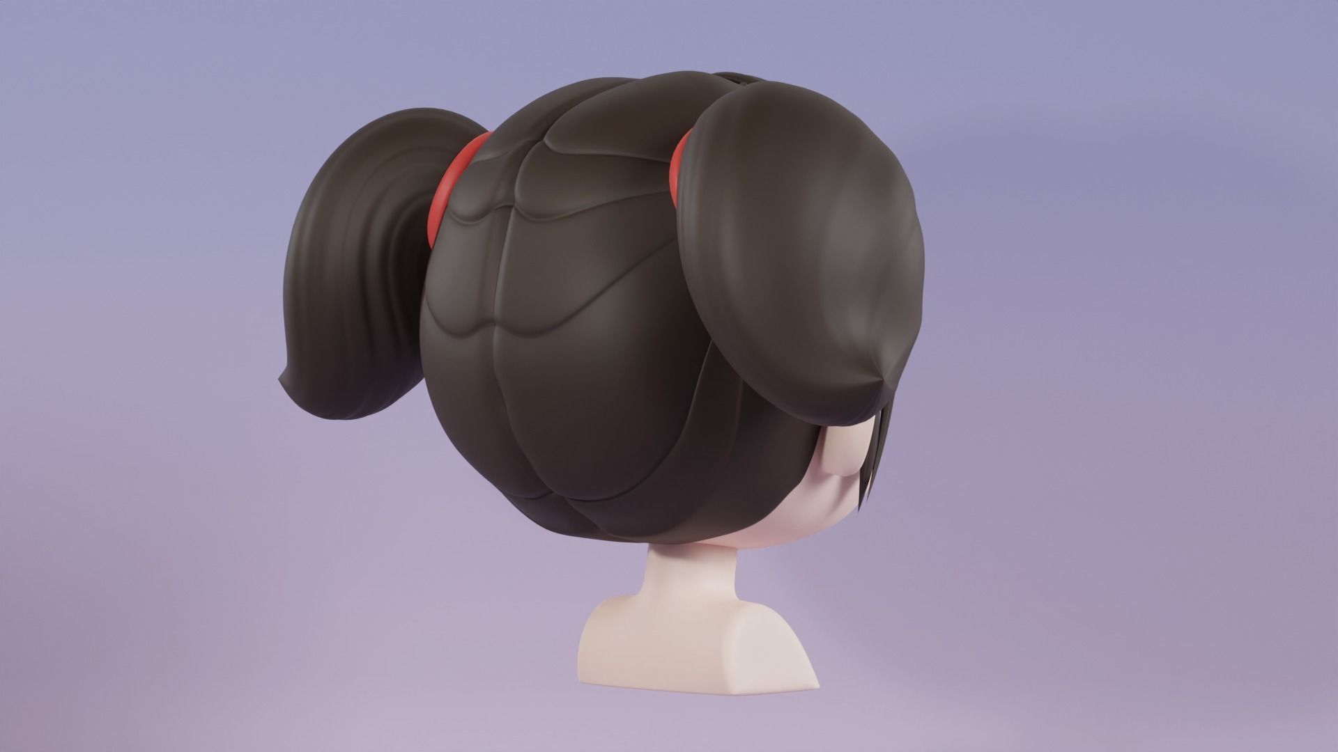 Chibi Female Hair Style 8 3D model_5