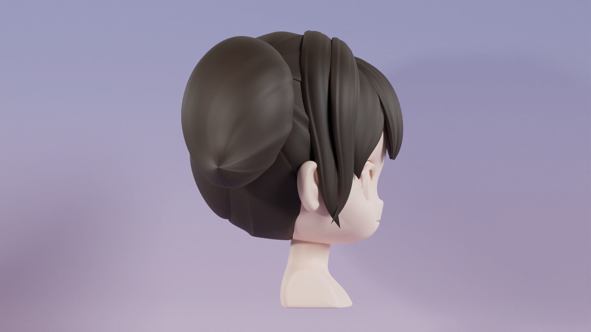 Chibi Female Hair Style 8 3D model_4