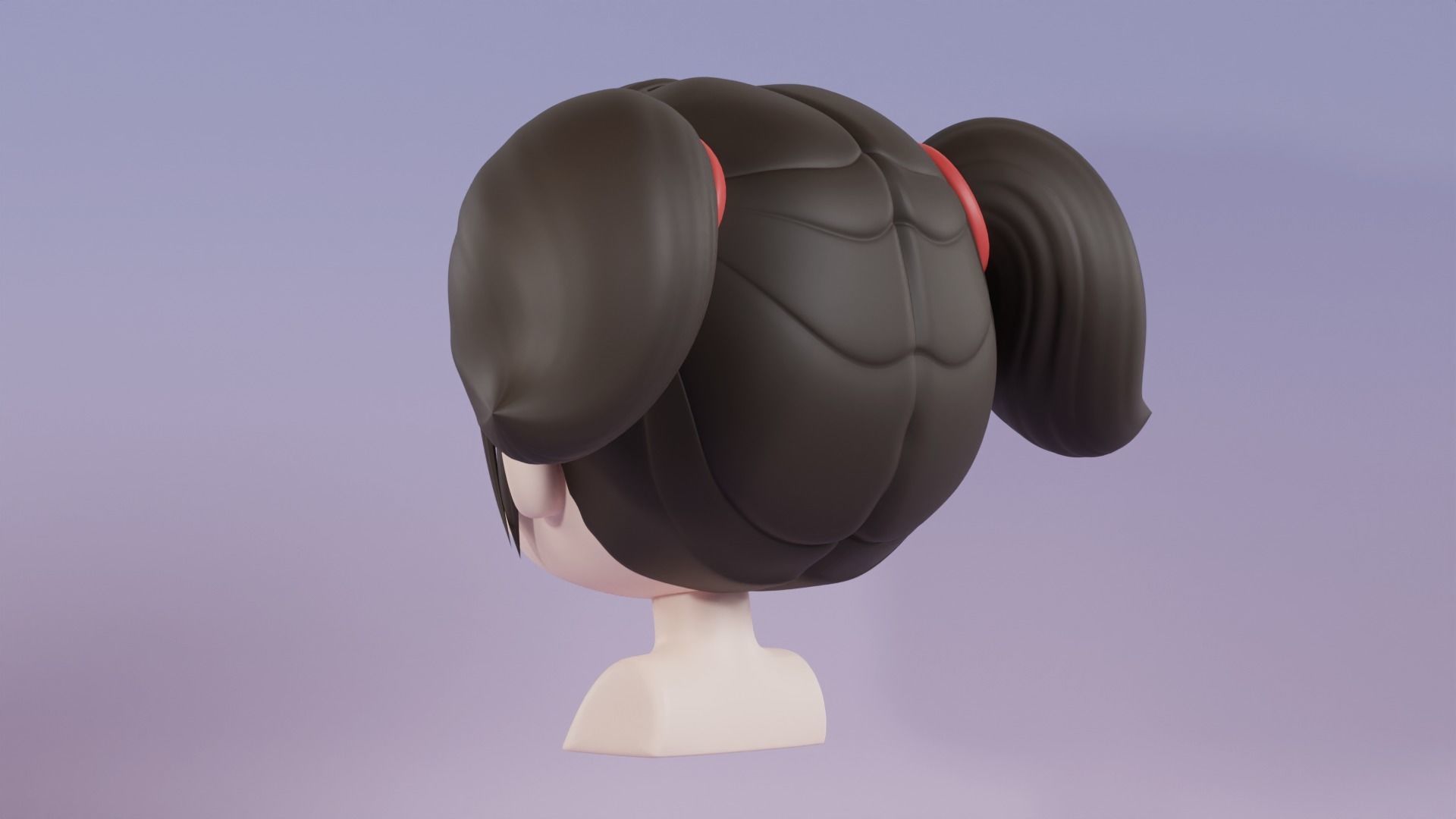 Chibi Female Hair Style 8 3D model_7