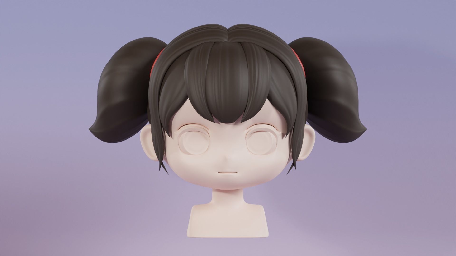 Chibi Female Hair Style 8 3D model_2