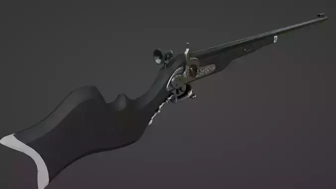 1730 German Percussion Target Rifle Low-poly 3D model