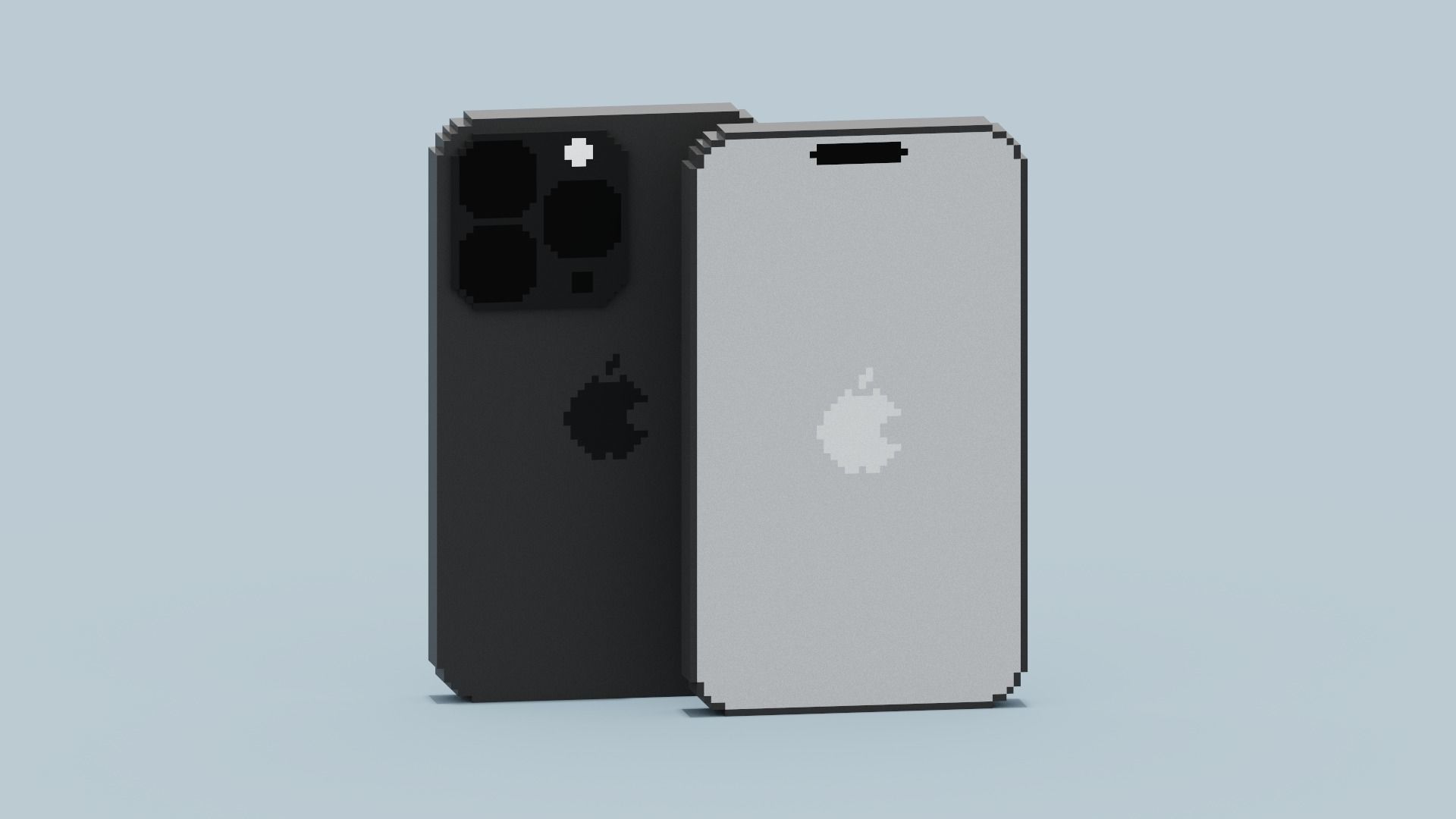 Voxel Iphone14 Pro Space Black Low-poly 3D model_6