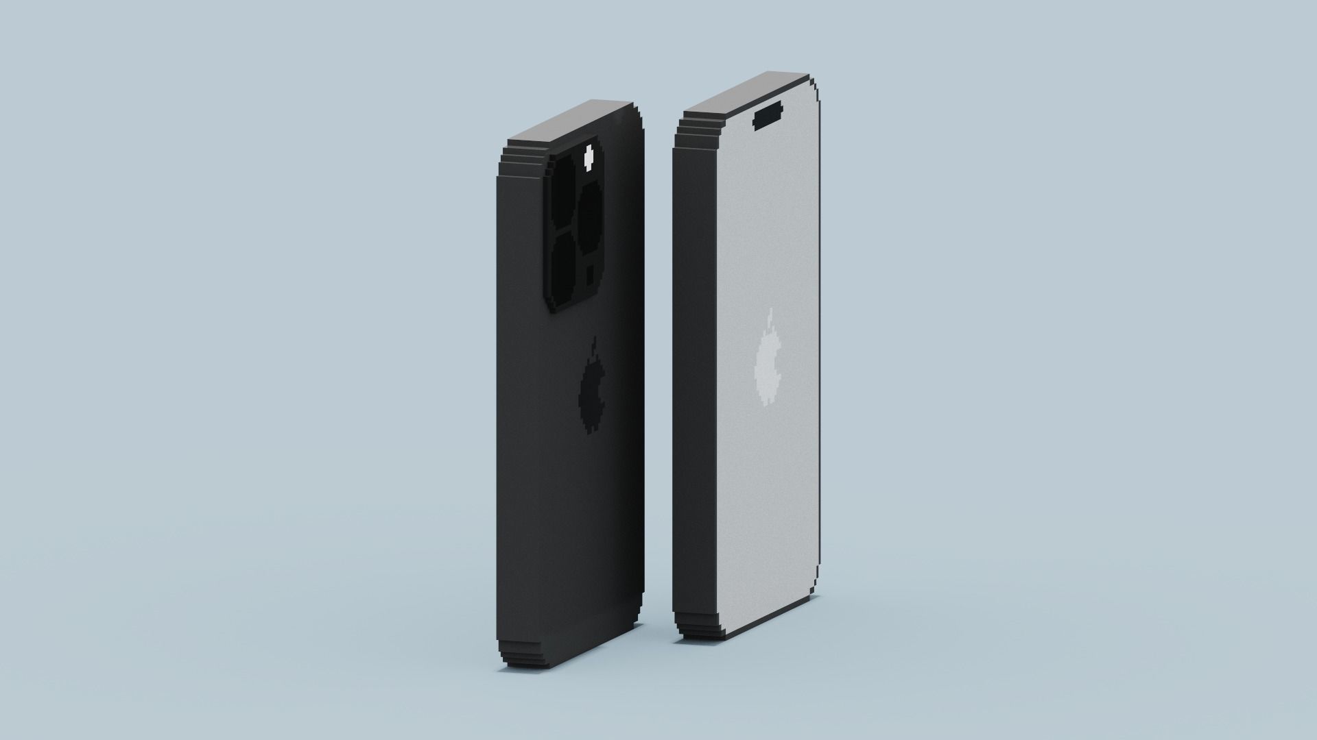 Voxel Iphone14 Pro Space Black Low-poly 3D model_10