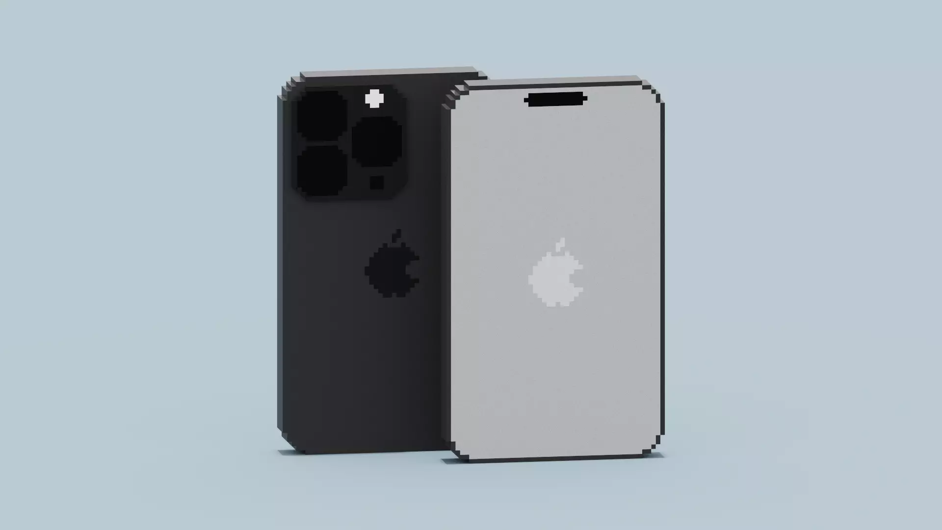 Voxel Iphone14 Pro Space Black Low-poly 3D model_0