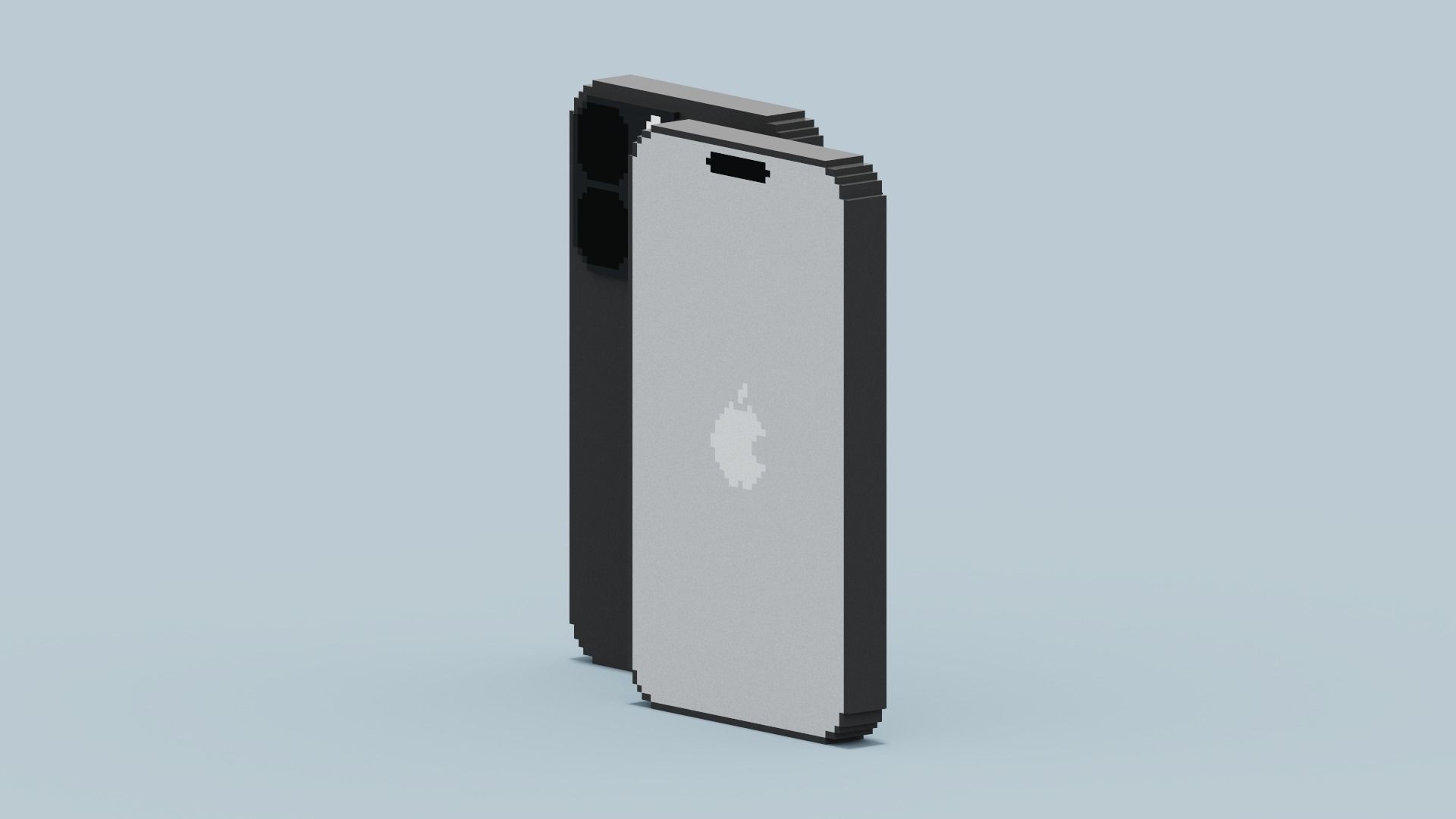 Voxel Iphone14 Pro Space Black Low-poly 3D model_8