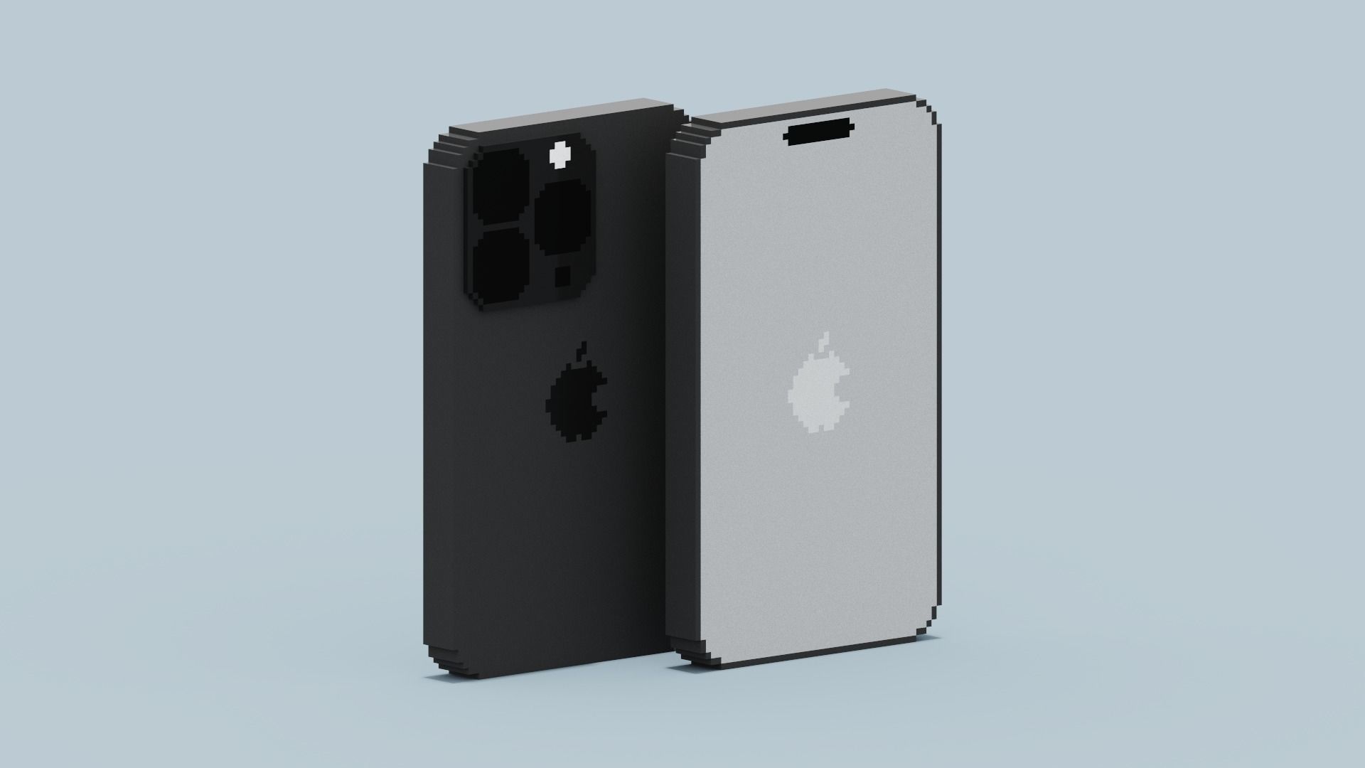 Voxel Iphone14 Pro Space Black Low-poly 3D model_5