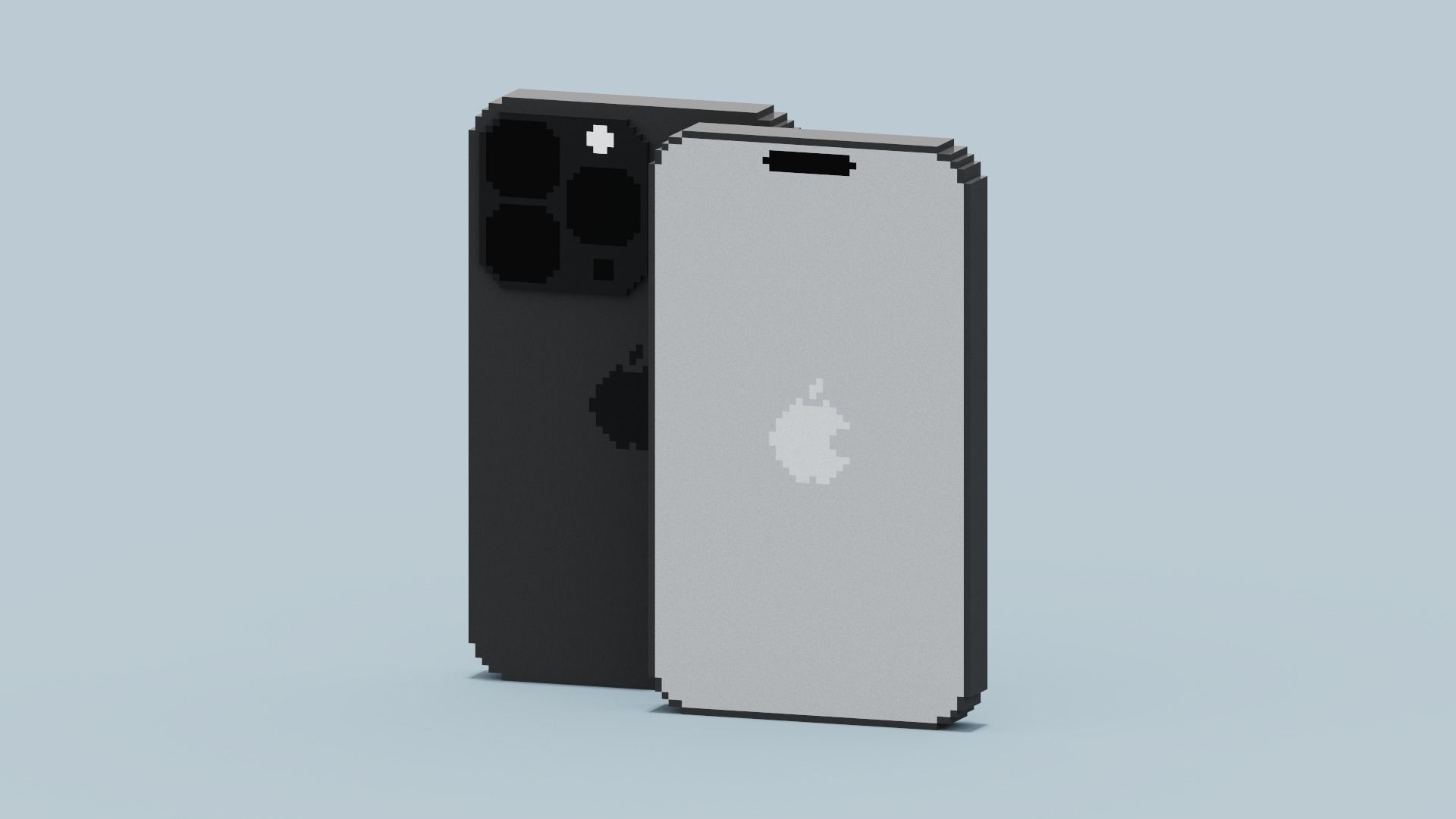 Voxel Iphone14 Pro Space Black Low-poly 3D model_1