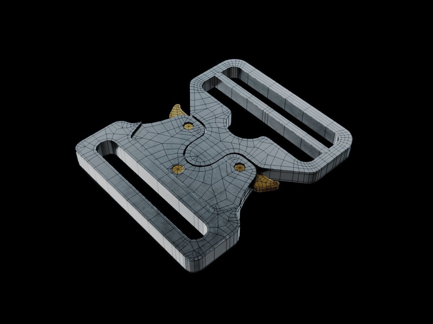 Techwear Buckle Lowpoly Low-poly 3D model_1