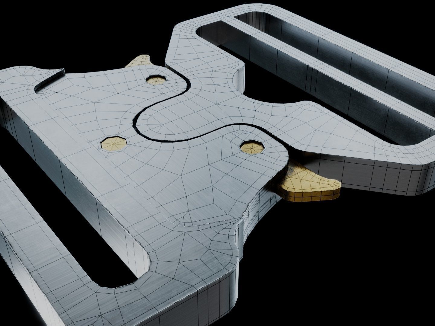 Techwear Buckle Lowpoly Low-poly 3D model_2