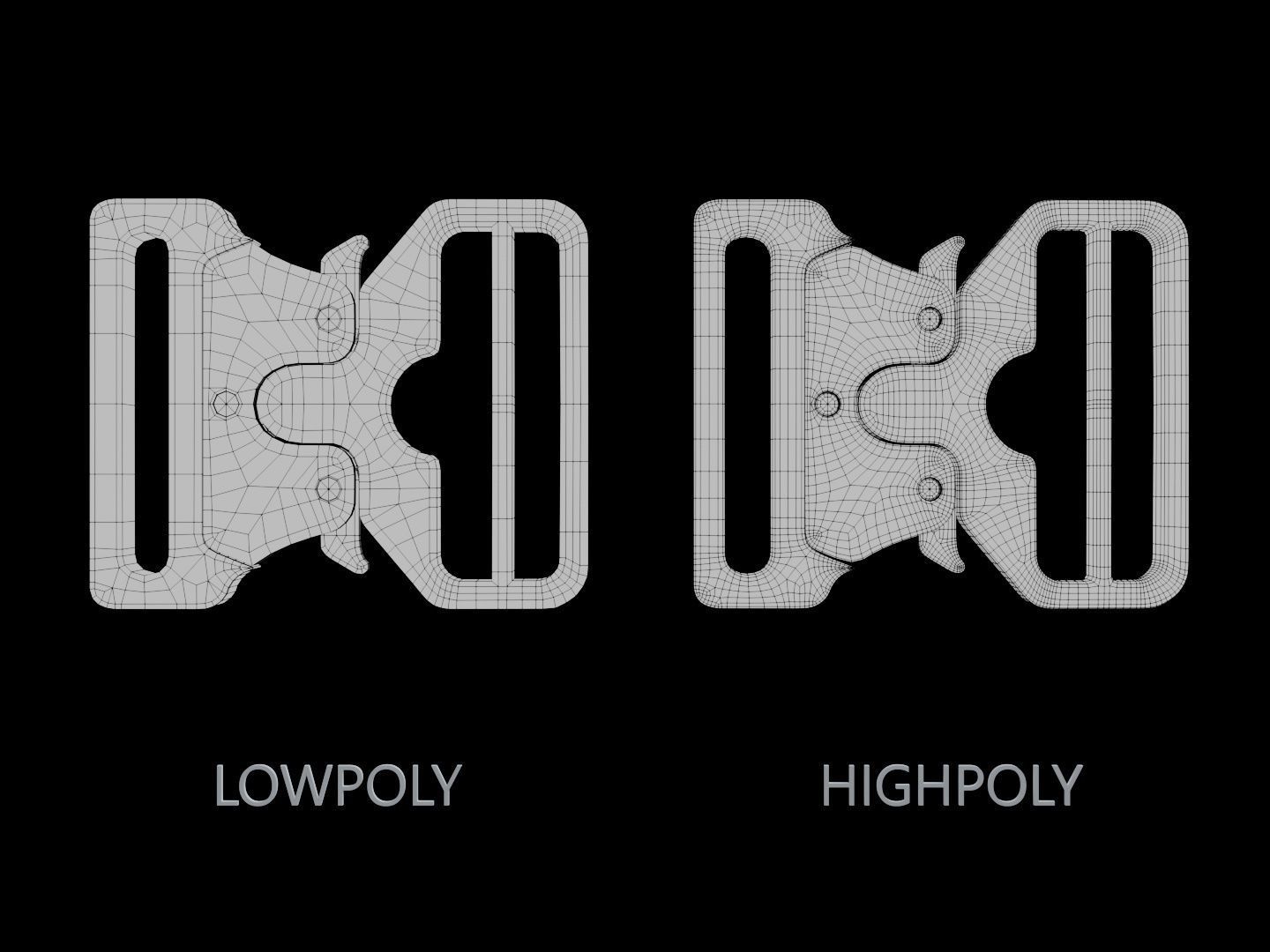 Techwear Buckle Lowpoly Low-poly 3D model_3