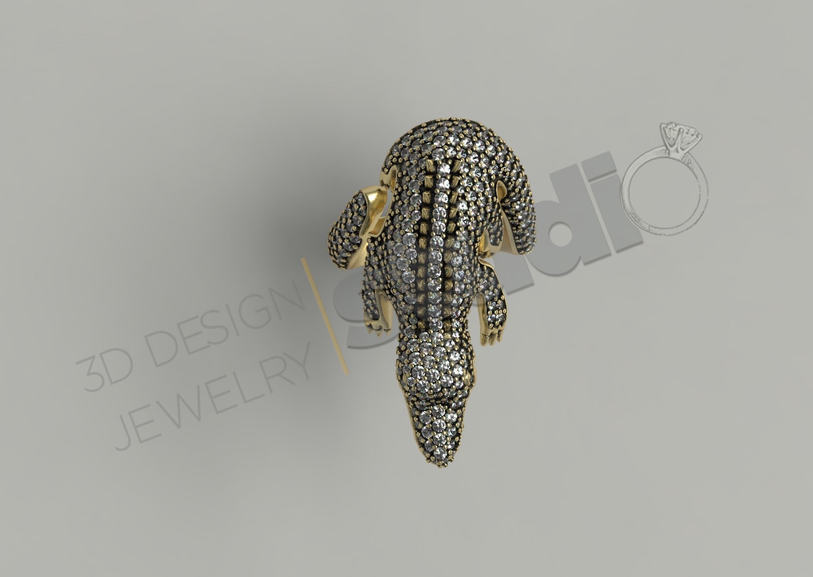 Highly detailed crocodile ring 3d model 3D print model_1