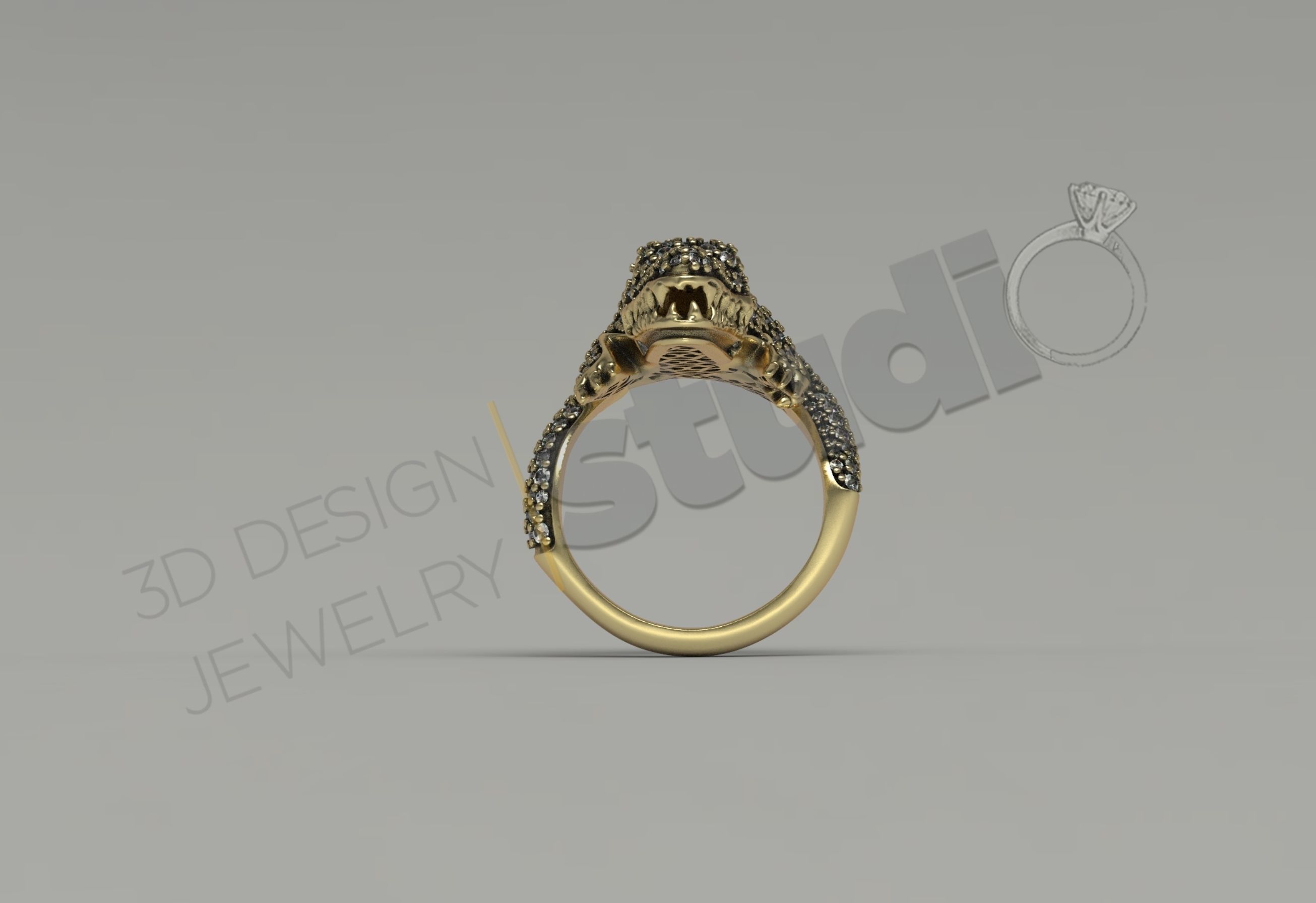 Highly detailed crocodile ring 3d model 3D print model_4