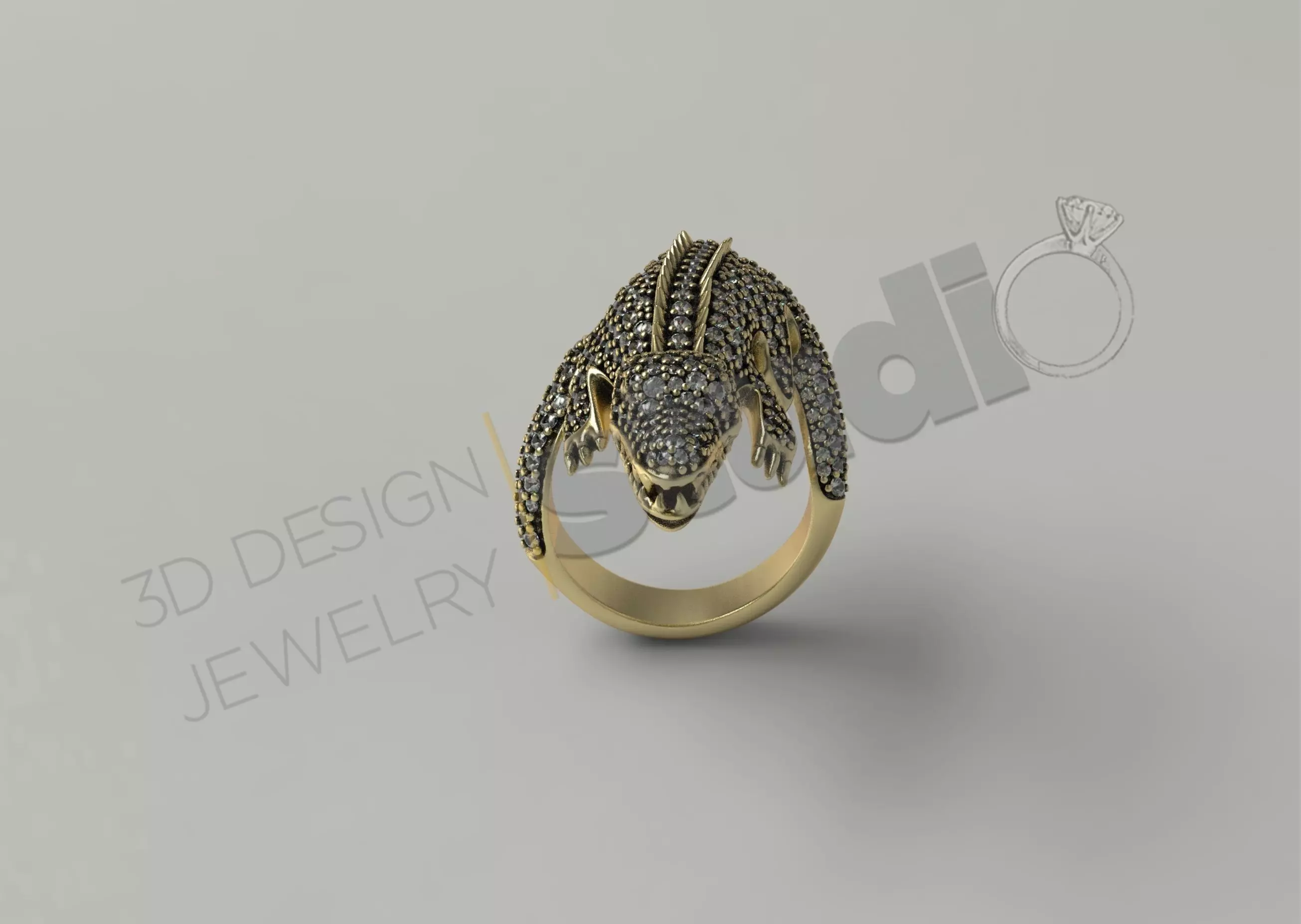 Highly detailed crocodile ring 3d model 3D print model_0