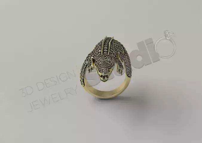 Highly detailed crocodile ring 3d model