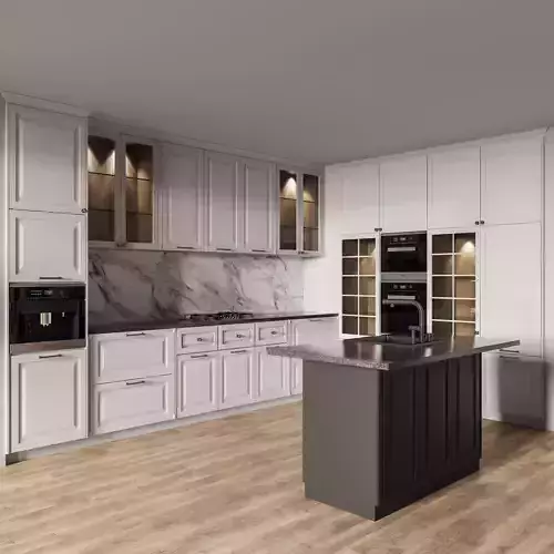 Kitchen018 kitchen with cabinets and marble counter tops