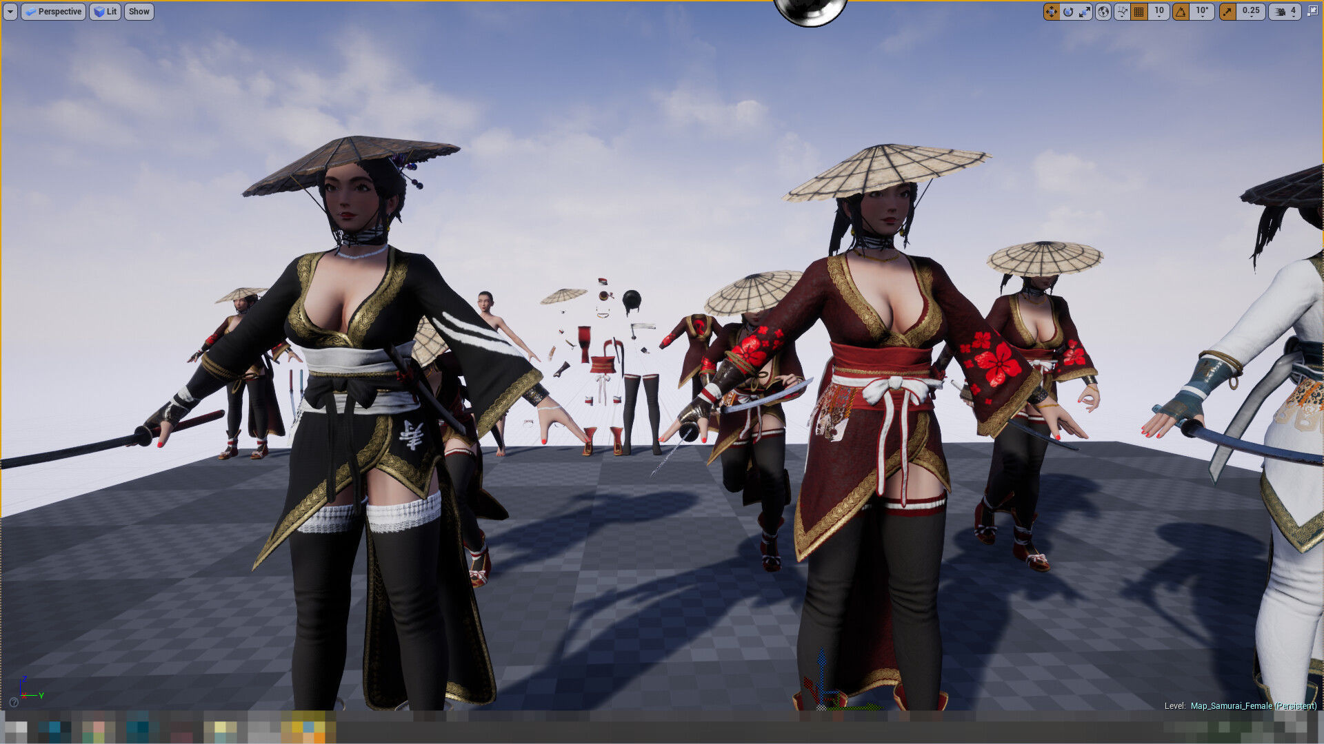 Samurai Female  Low-poly 3D model_14