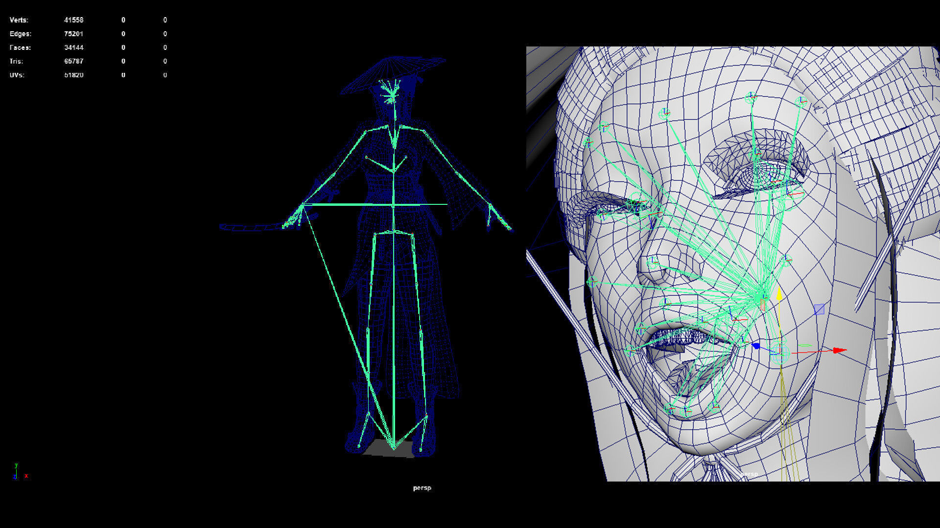 Samurai Female  Low-poly 3D model_16