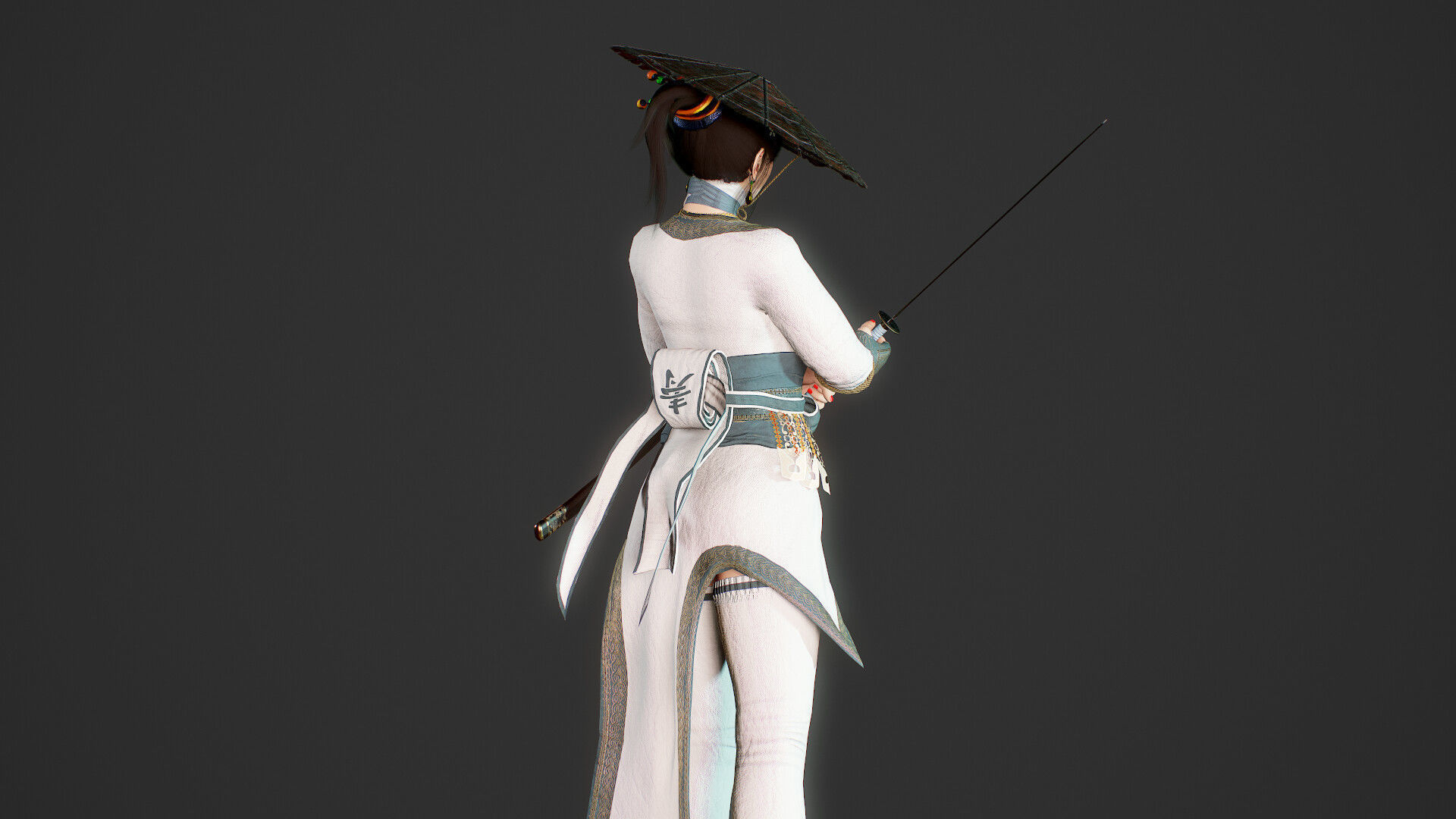 Samurai Female  Low-poly 3D model_23