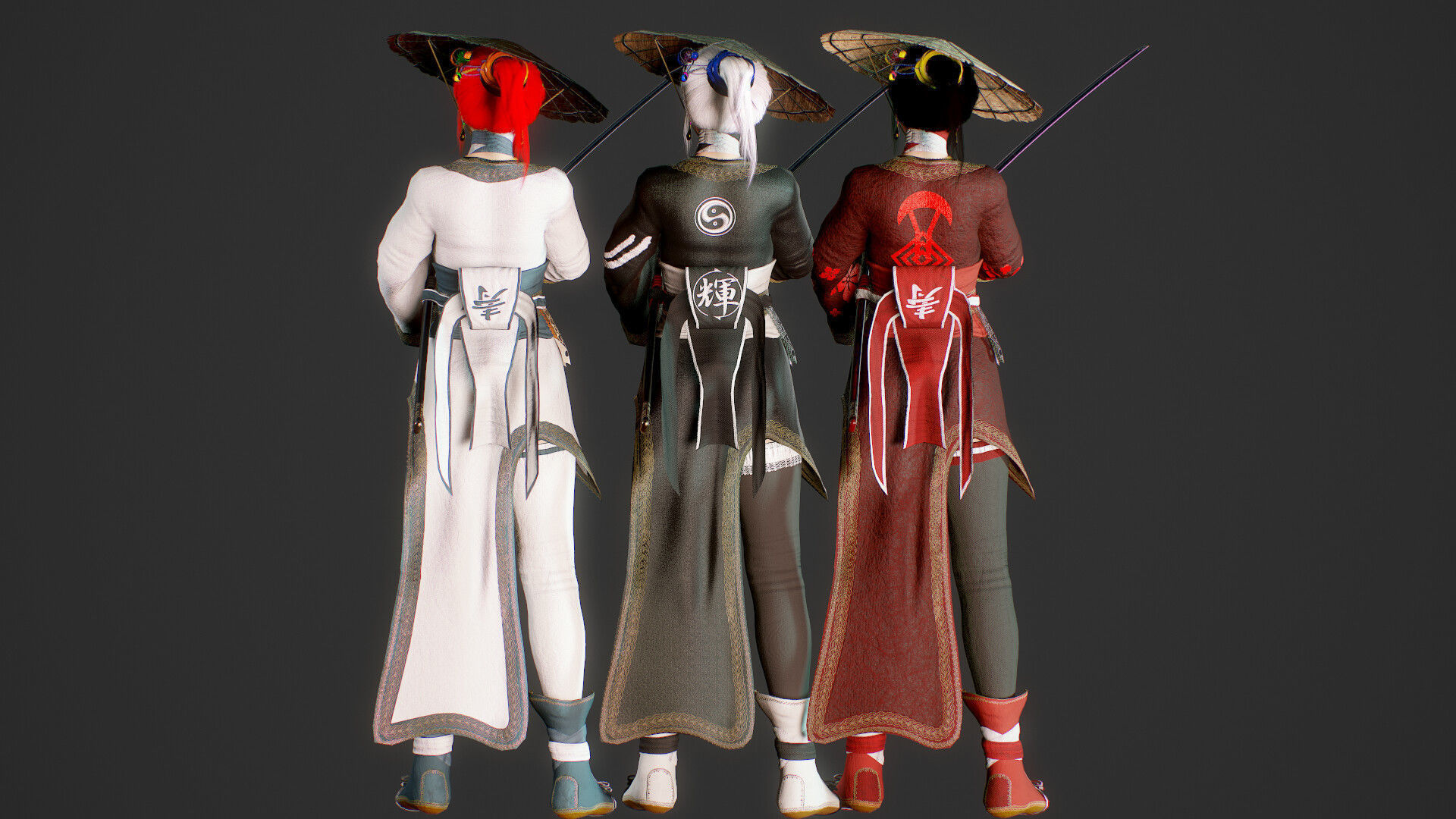 Samurai Female  Low-poly 3D model_26