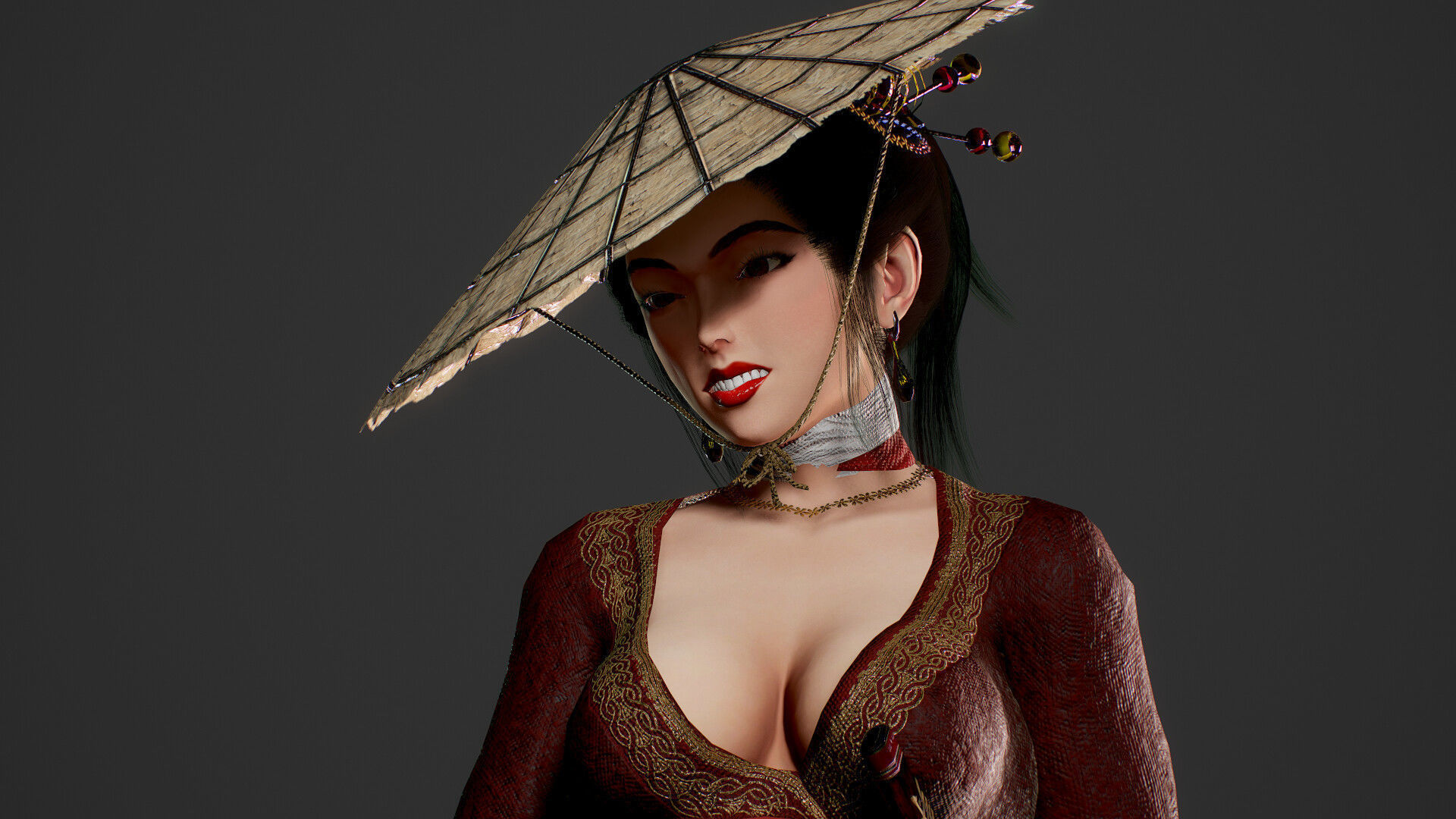 Samurai Female  Low-poly 3D model_28